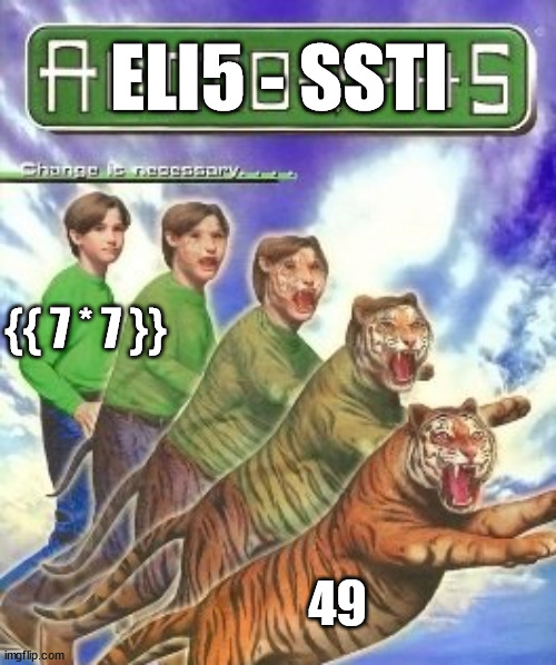  Animorphs meme where a common SSTI template transforms into a value. 