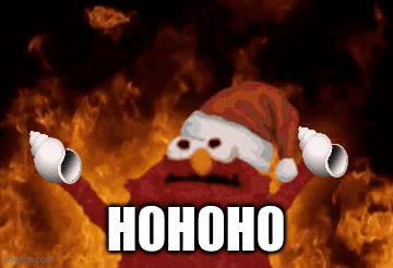 christmas elmo holding shells